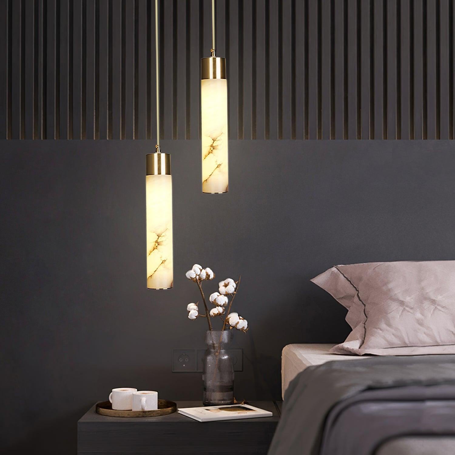 Ulzorila Cylinder Alabaster Pendant Light - Lamp Outdoor