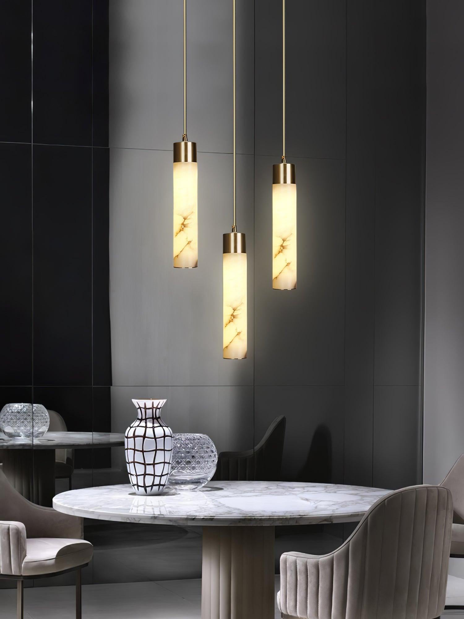 Ulzorila Cylinder Alabaster Pendant Light - Lamp Outdoor