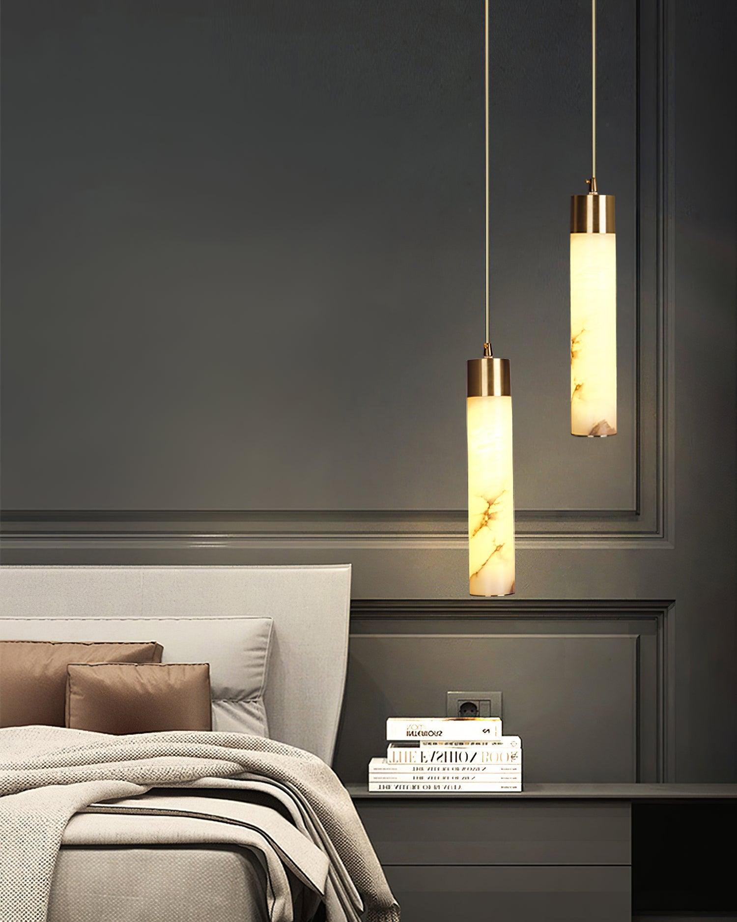 Ulzorila Cylinder Alabaster Pendant Light - Lamp Outdoor