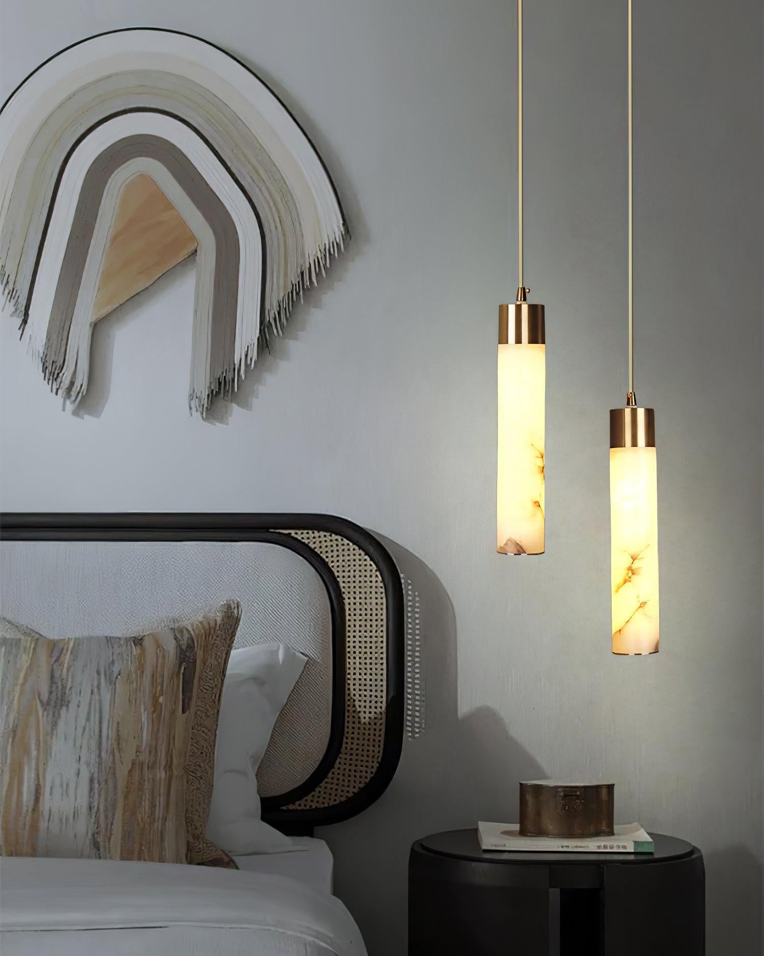Ulzorila Cylinder Alabaster Pendant Light - Lamp Outdoor