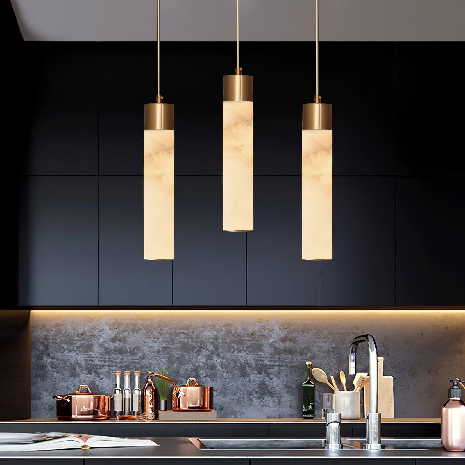Ulzorila Cylinder Alabaster Pendant Light - Lamp Outdoor