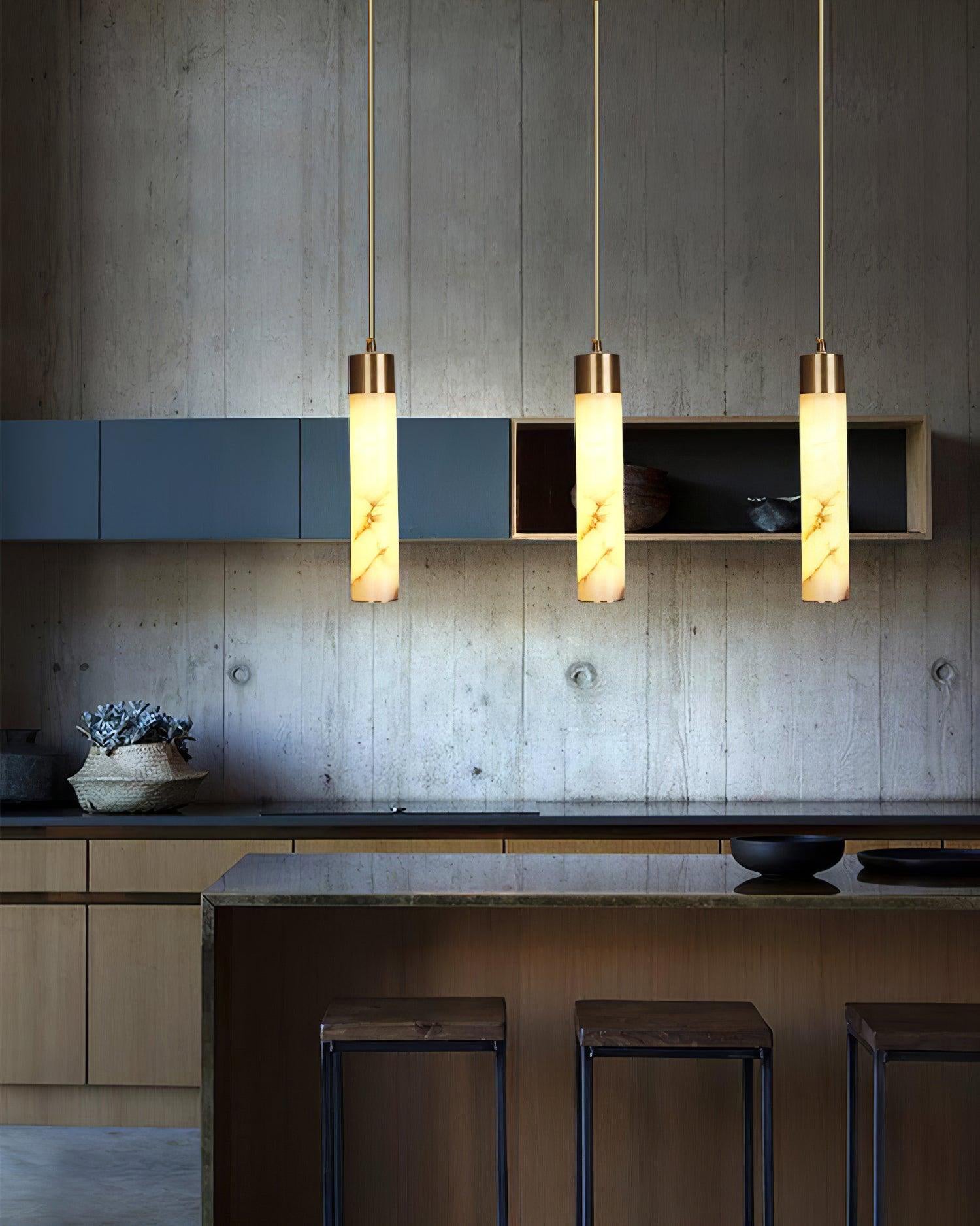 Ulzorila Cylinder Alabaster Pendant Light - Lamp Outdoor