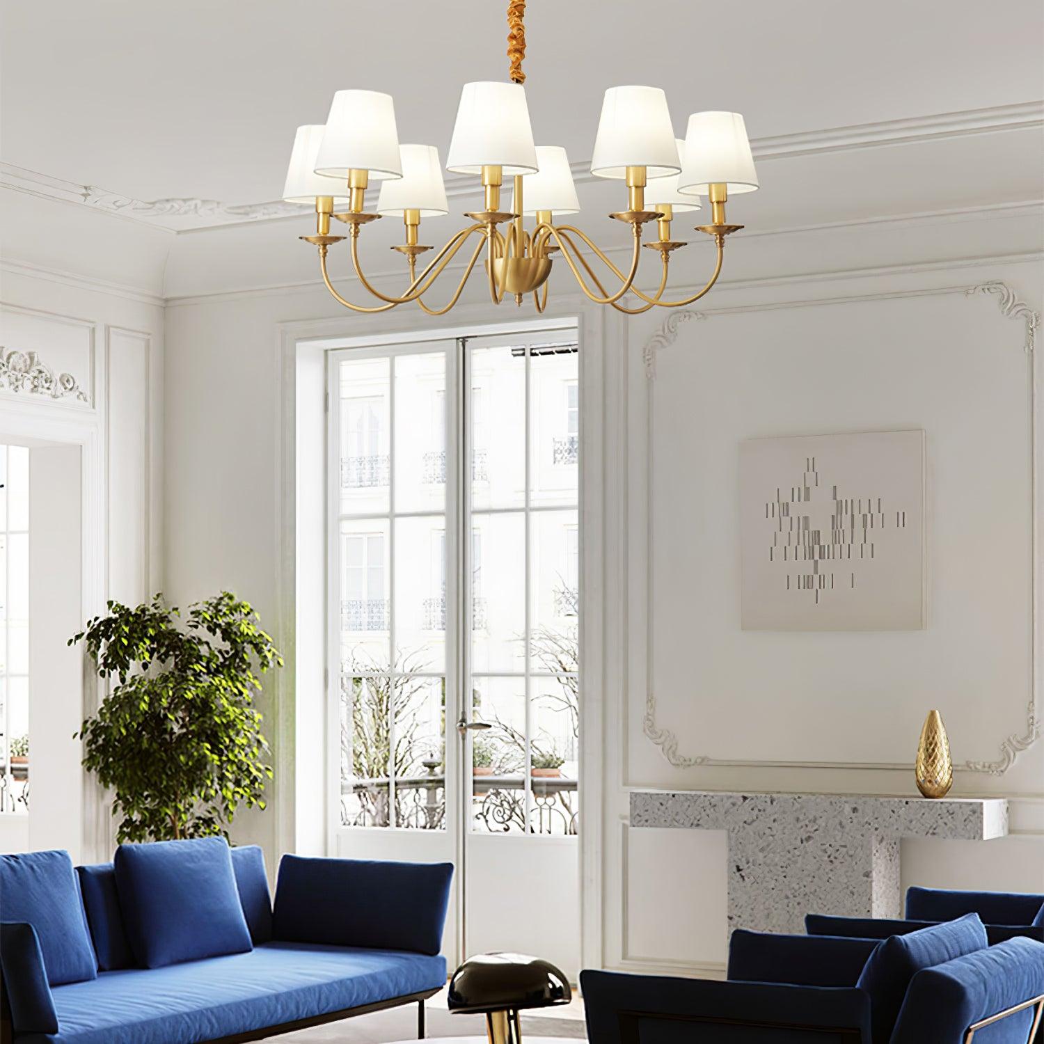 Tapered Fabric Brass Chandelier - Lamp Outdoor