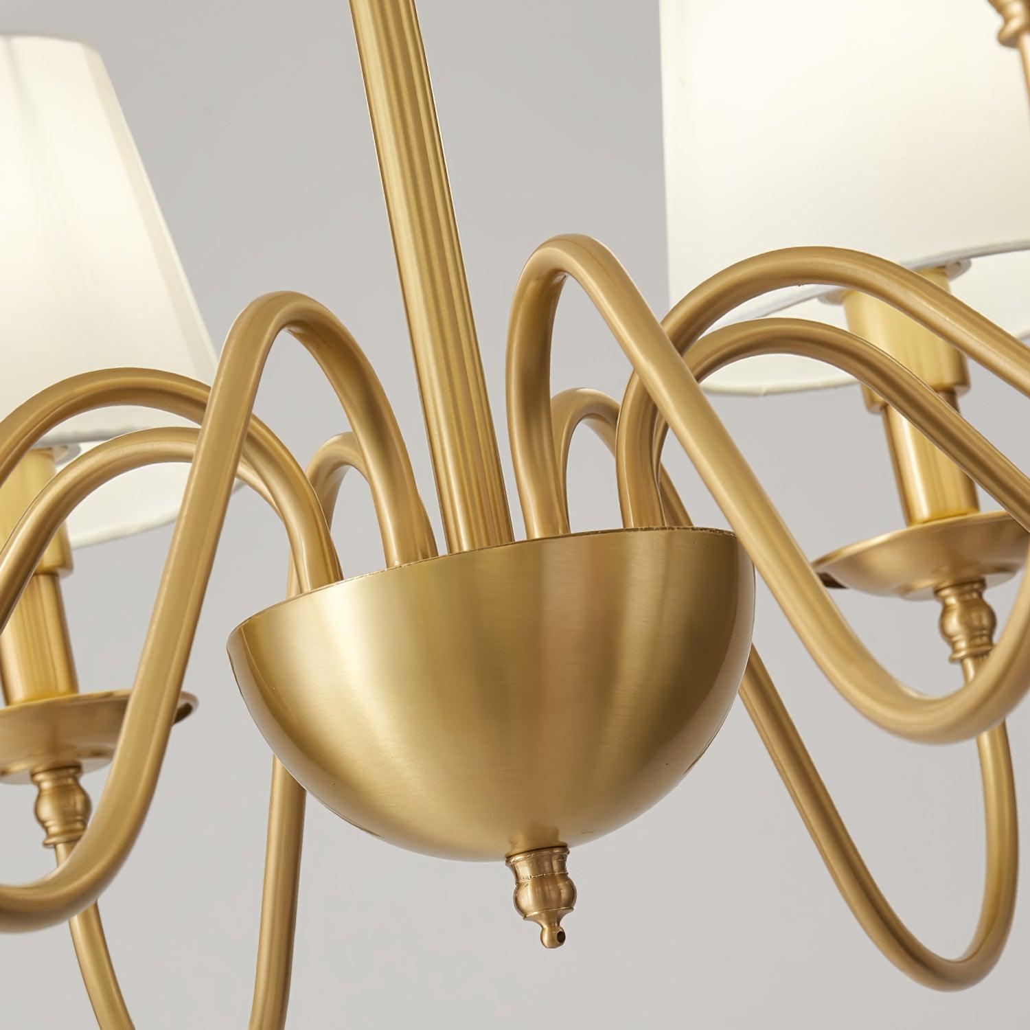 Tapered Fabric Brass Chandelier - Lamp Outdoor