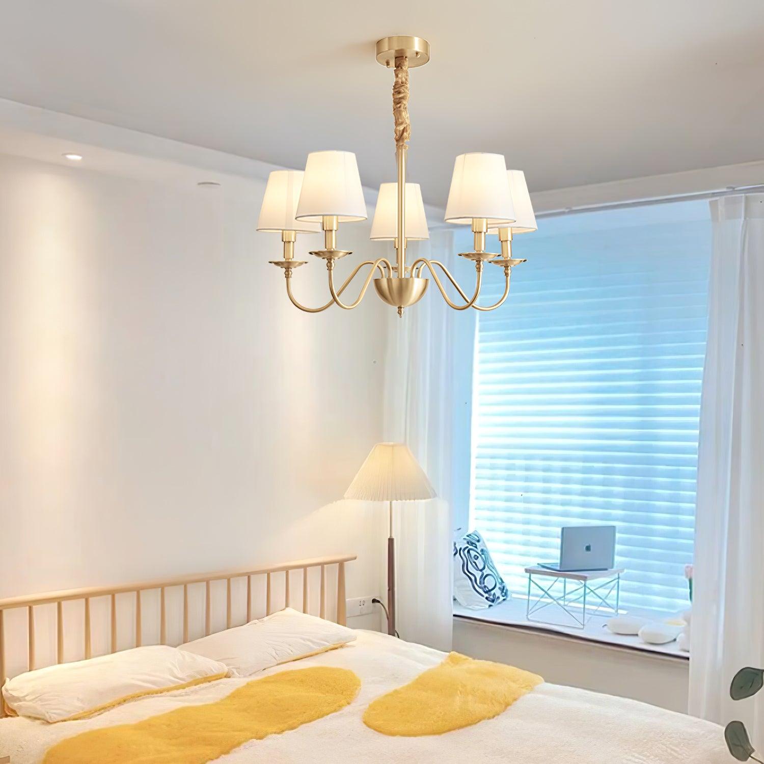 Tapered Fabric Brass Chandelier - Lamp Outdoor