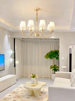 Tapered Fabric Brass Chandelier - Lamp Outdoor