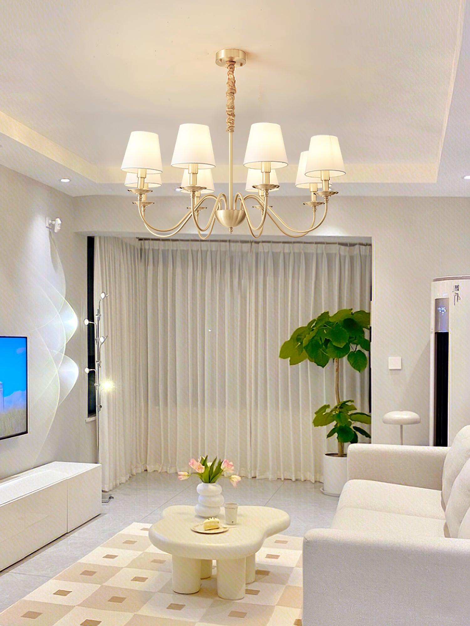 Tapered Fabric Brass Chandelier - Lamp Outdoor