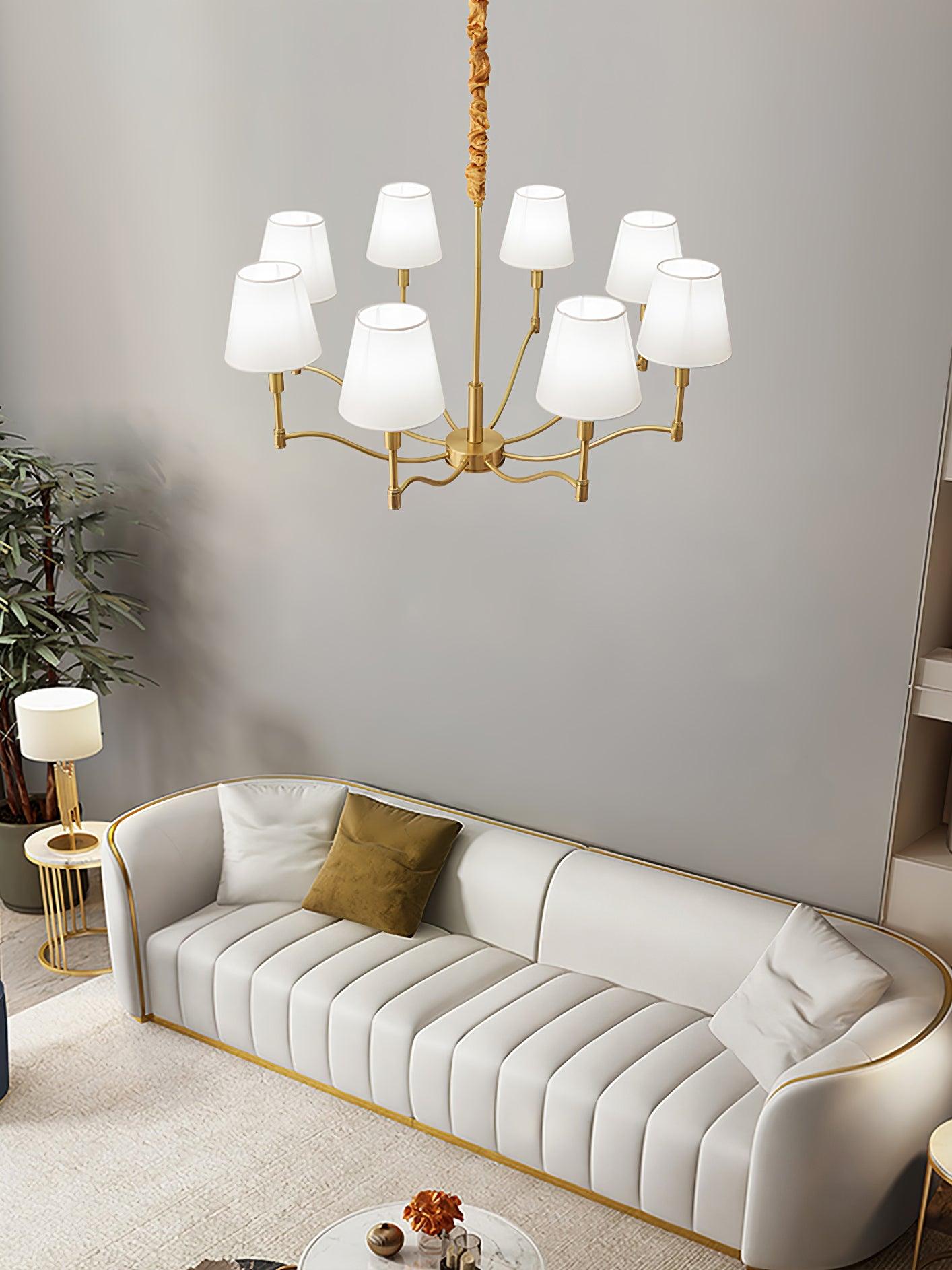 Tapered Fabric Brass Chandelier - Lamp Outdoor