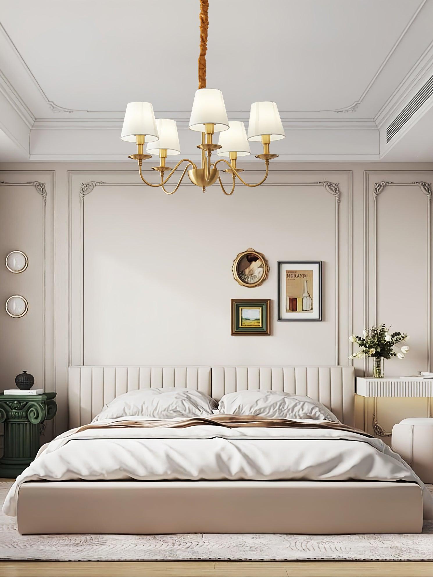 Tapered Fabric Brass Chandelier - Lamp Outdoor