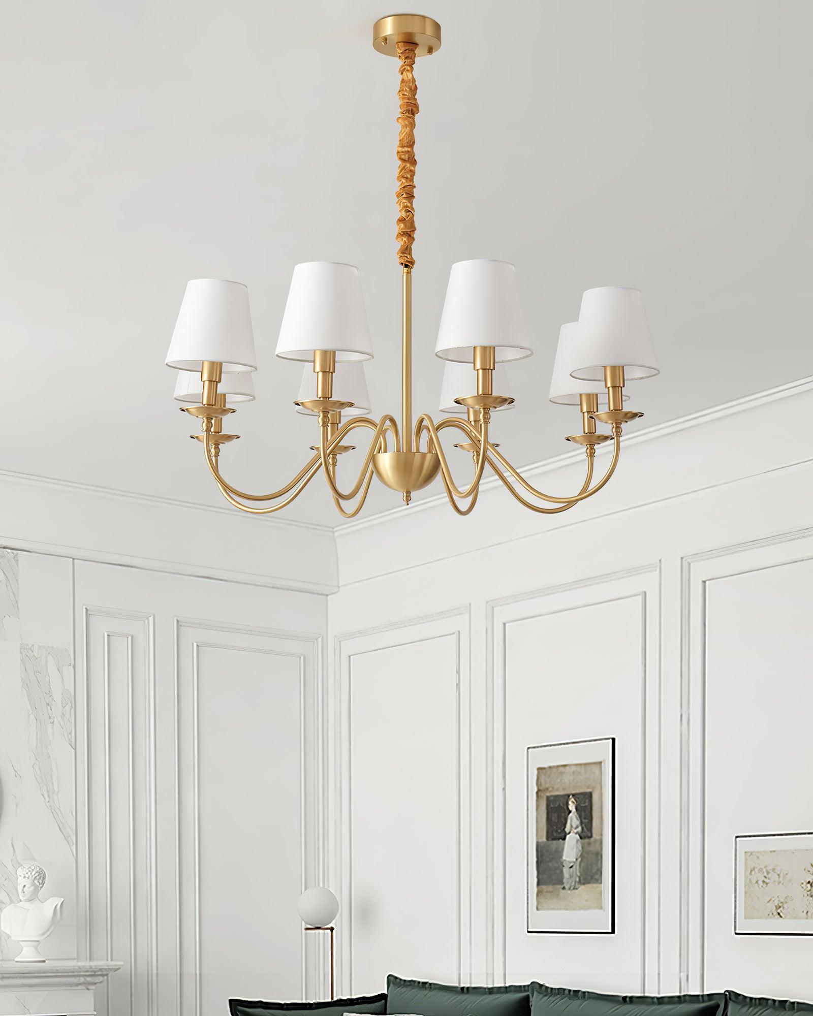Tapered Fabric Brass Chandelier - Lamp Outdoor