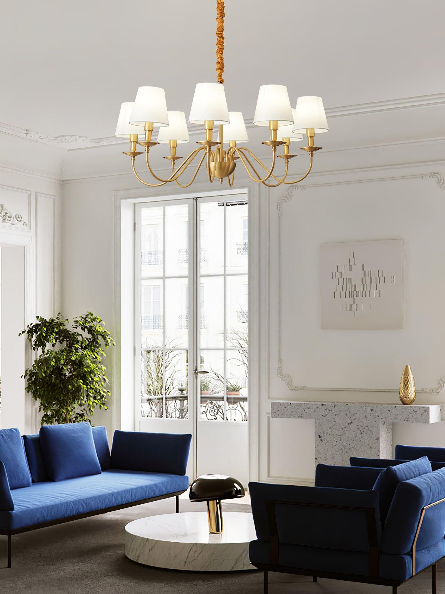 Tapered Fabric Brass Chandelier - Lamp Outdoor