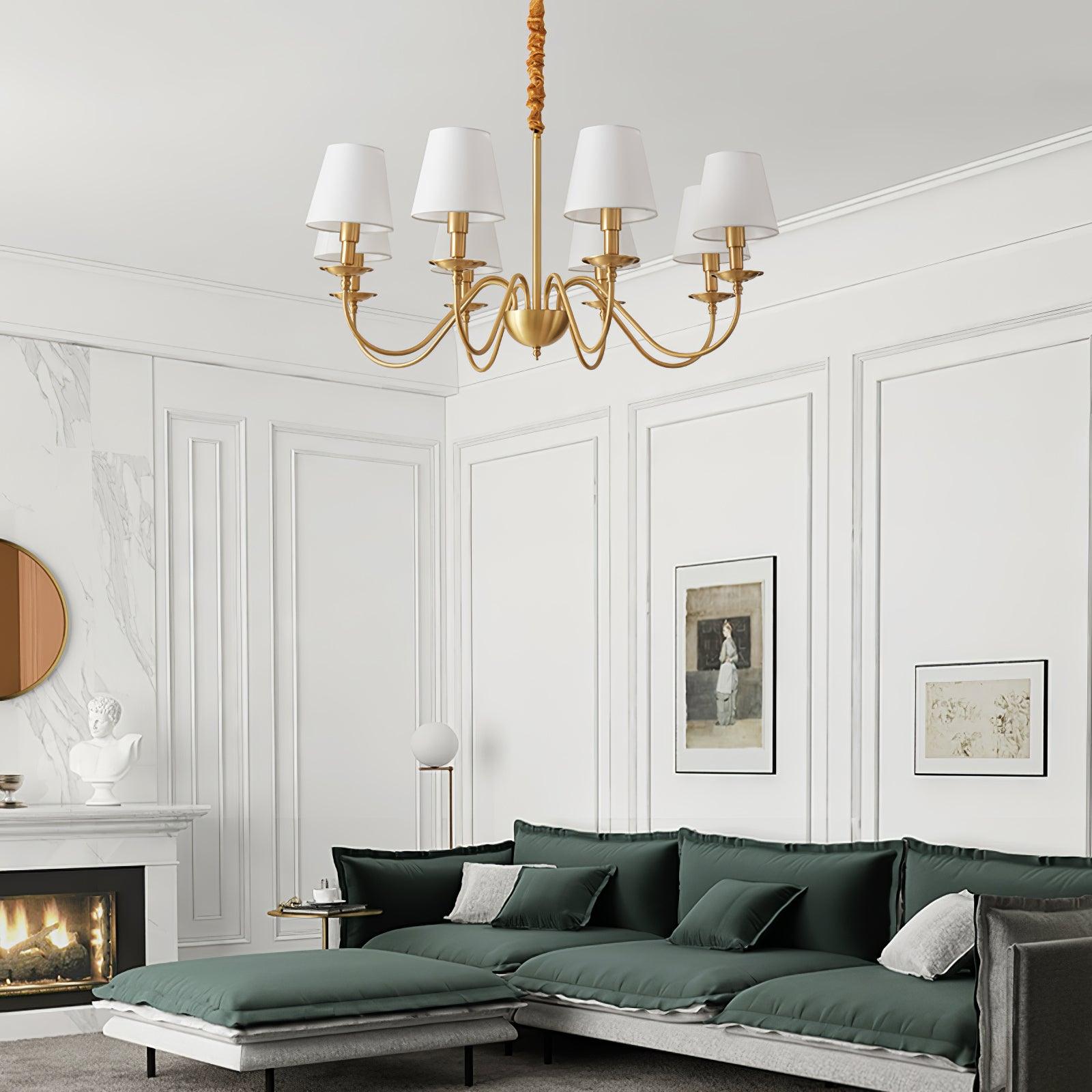 Tapered Fabric Brass Chandelier - Lamp Outdoor