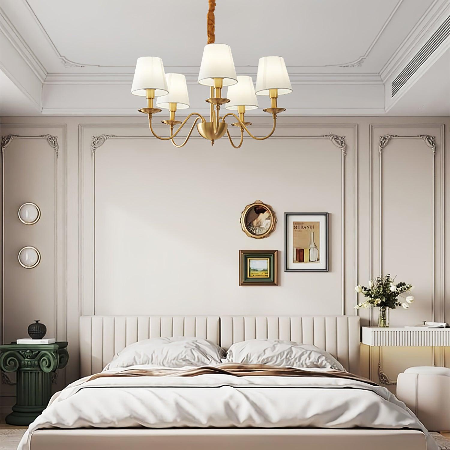 Tapered Fabric Brass Chandelier - Lamp Outdoor