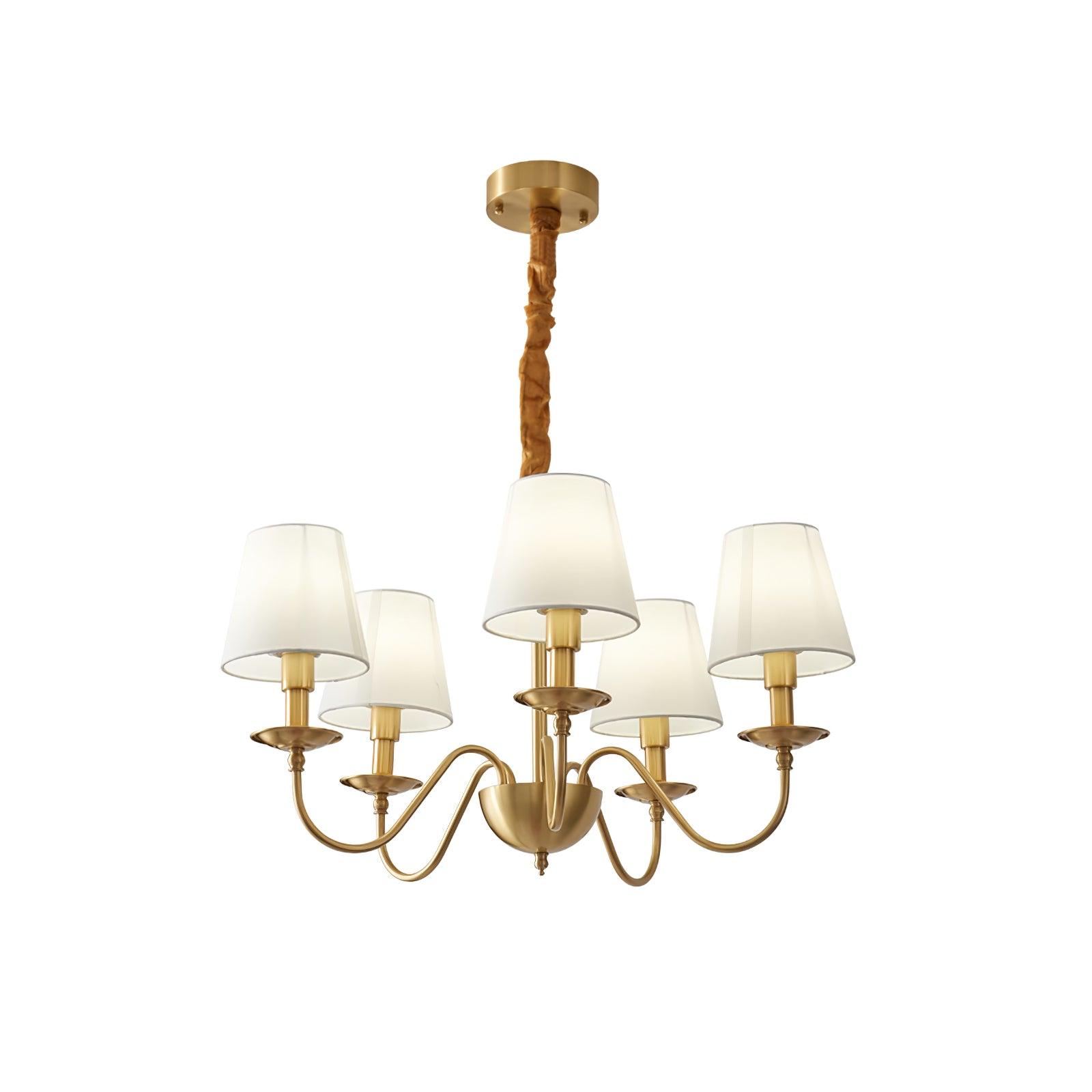 Tapered Fabric Brass Chandelier - Lamp Outdoor