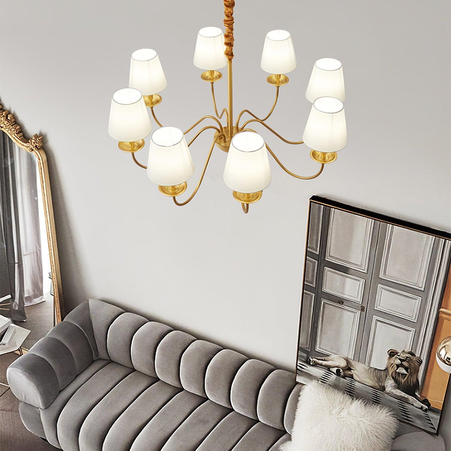 Tapered Fabric Brass Chandelier - Lamp Outdoor