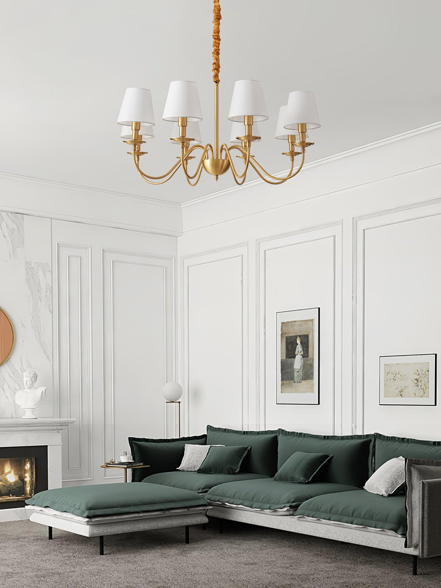 Tapered Fabric Brass Chandelier - Lamp Outdoor