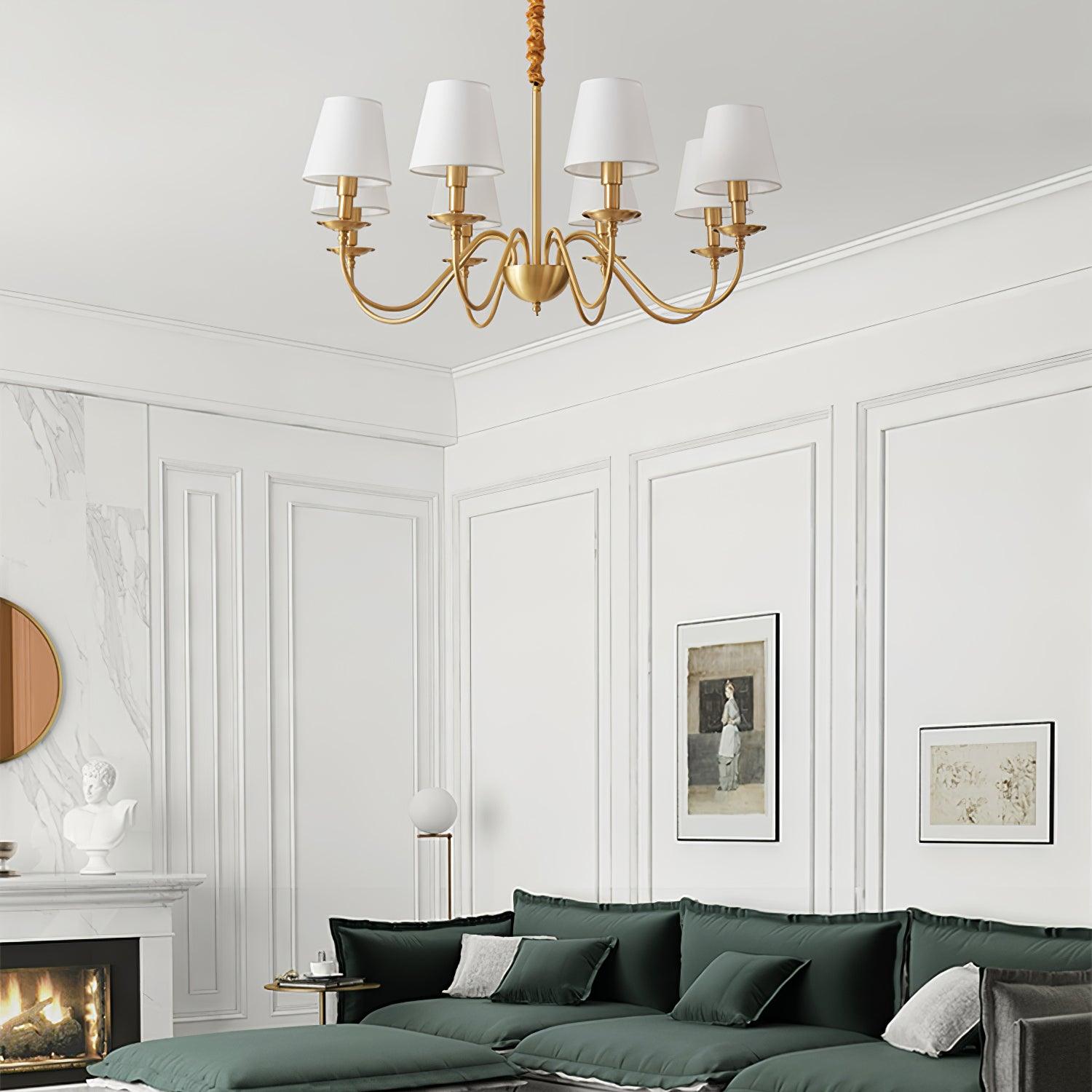 Tapered Fabric Brass Chandelier - Lamp Outdoor