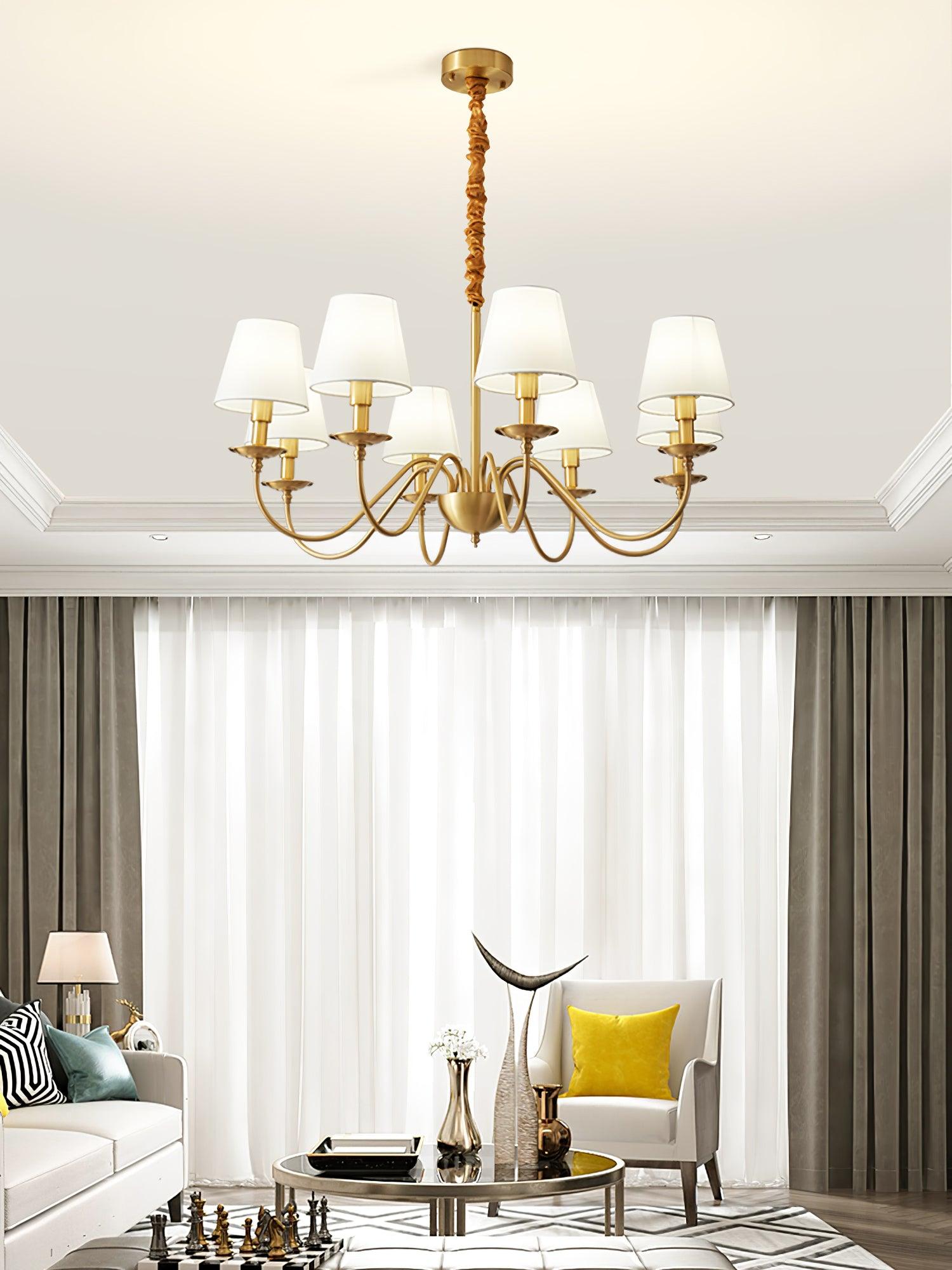 Tapered Fabric Brass Chandelier - Lamp Outdoor