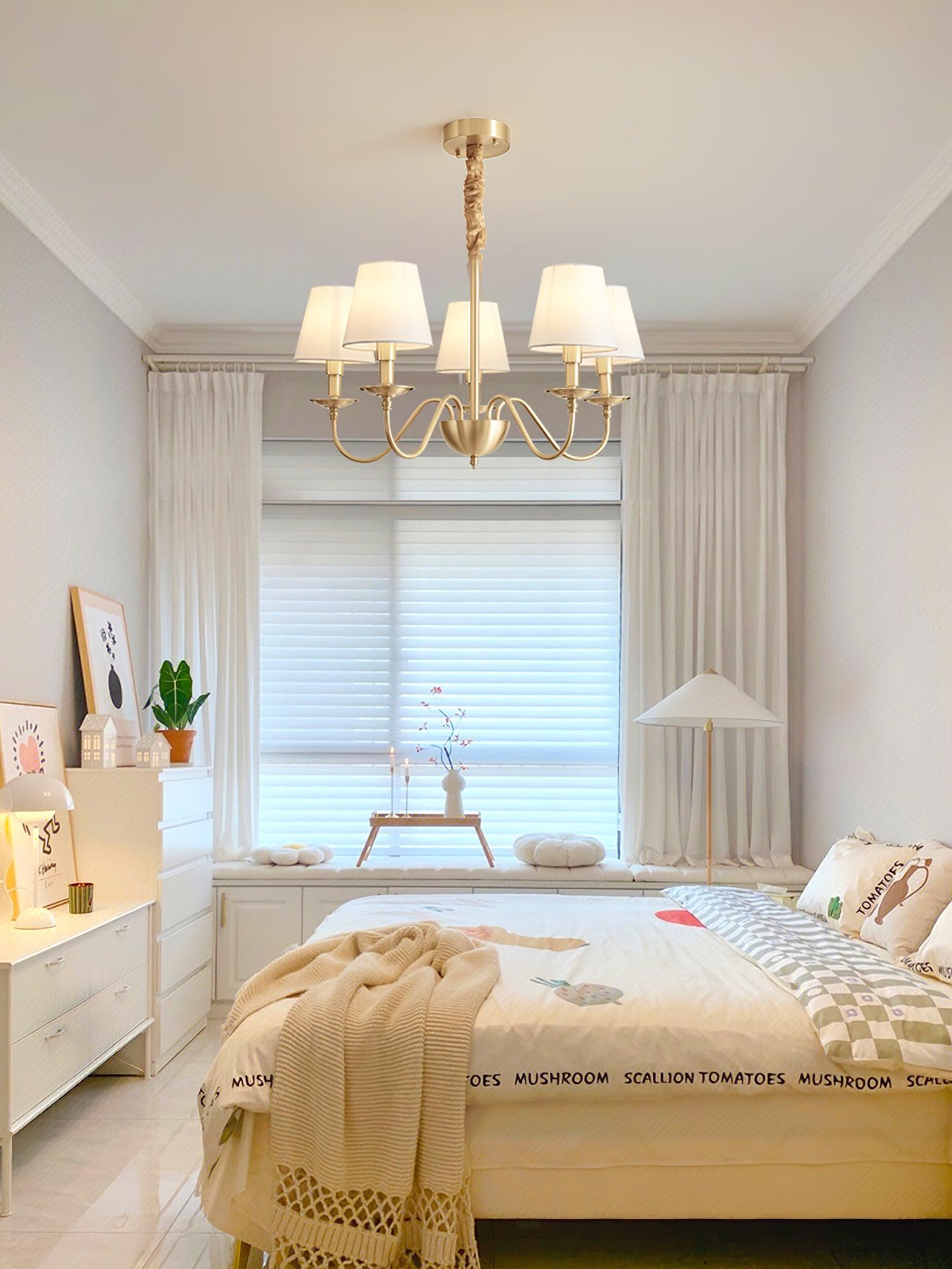 Tapered Fabric Brass Chandelier - Lamp Outdoor