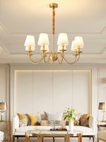 Tapered Fabric Brass Chandelier - Lamp Outdoor