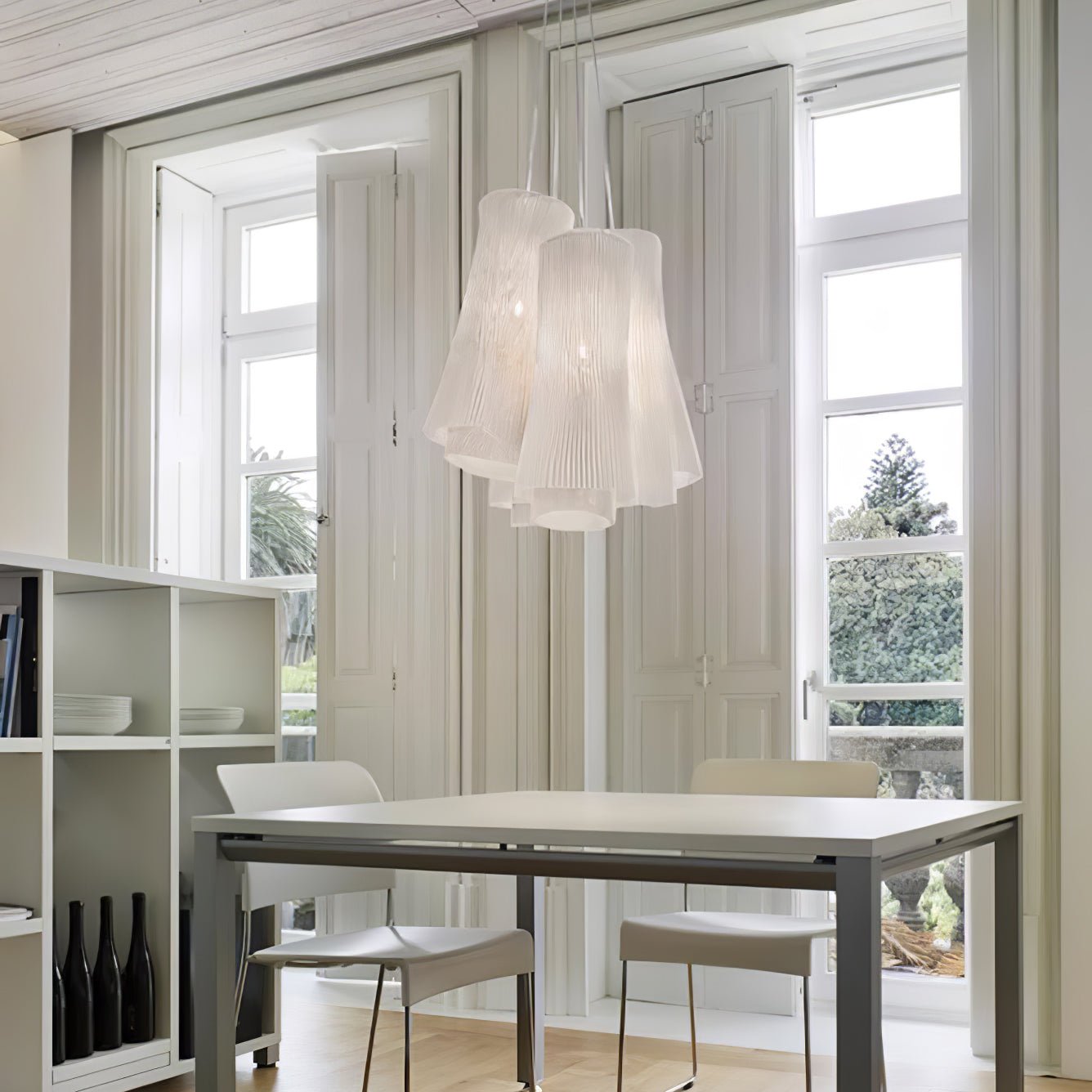 Stainless Steel Pleated Pendant Lamp - Lamp Outdoor