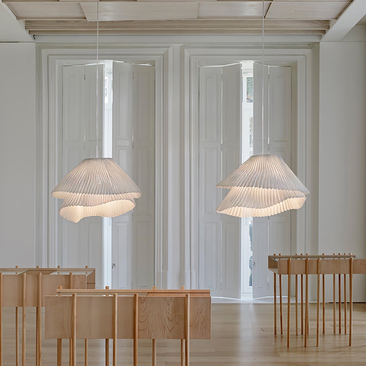 Stainless Steel Pleated Pendant Lamp - Lamp Outdoor