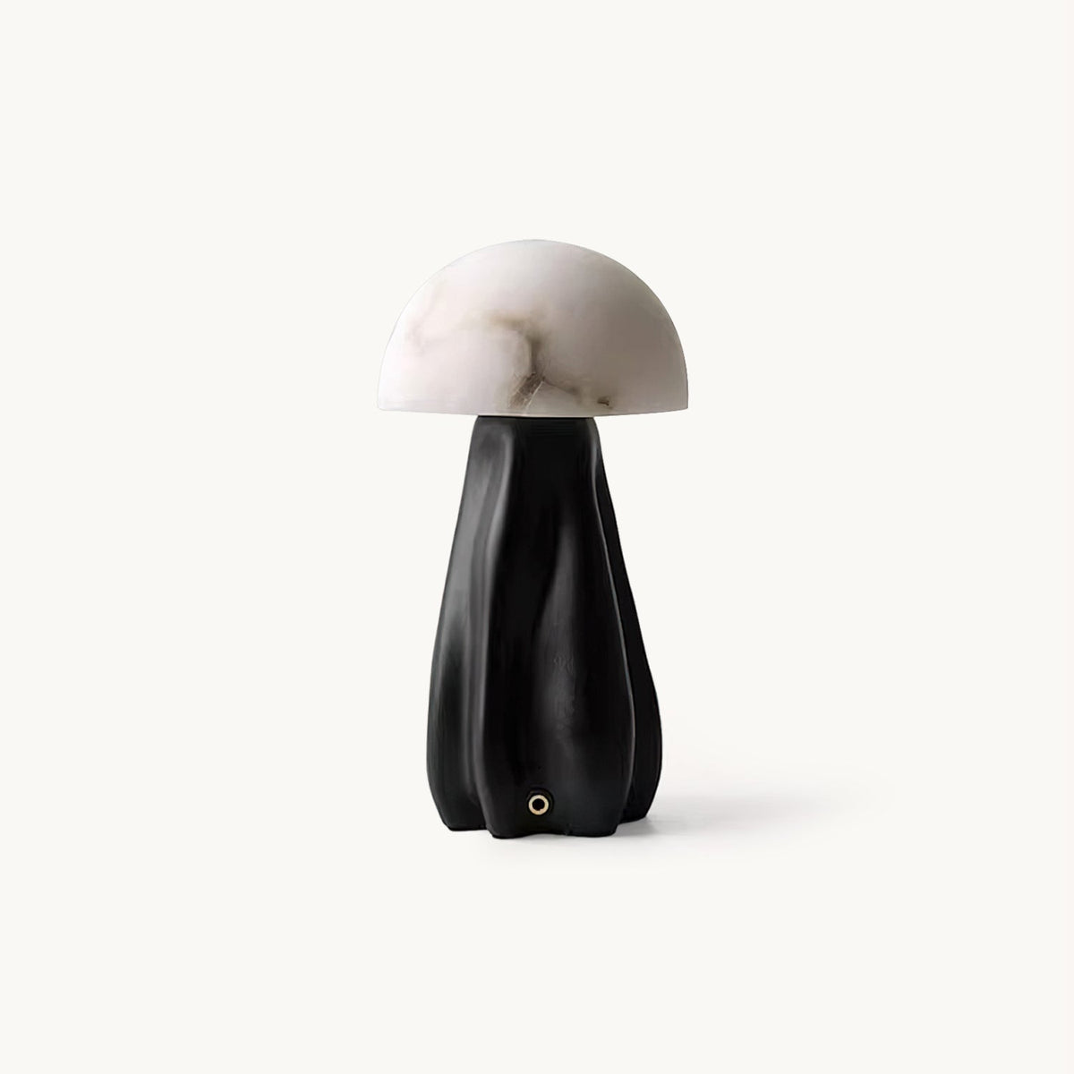 Terra Black Sculptural Wood & Alabaster Table Lamp