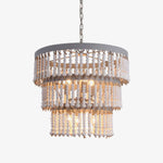 Three Tiered Wood Beaded Chandelier - Lamp Outdoor