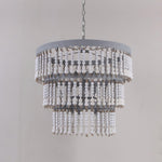 Three Tiered Wood Beaded Chandelier - Lamp Outdoor