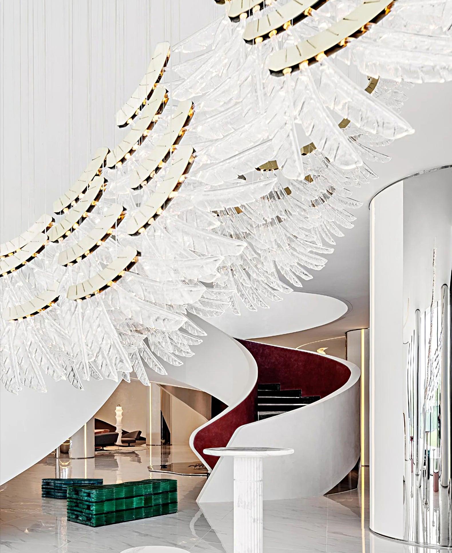 Tiered Postmodern Luxury Palmette Metal Chandelier - Lamp Outdoor