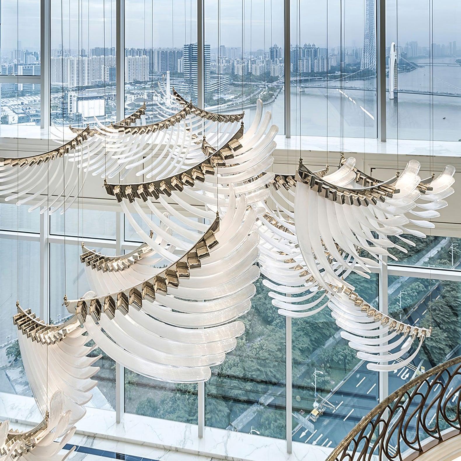 Tiered Postmodern Luxury Palmette Metal Chandelier - Lamp Outdoor