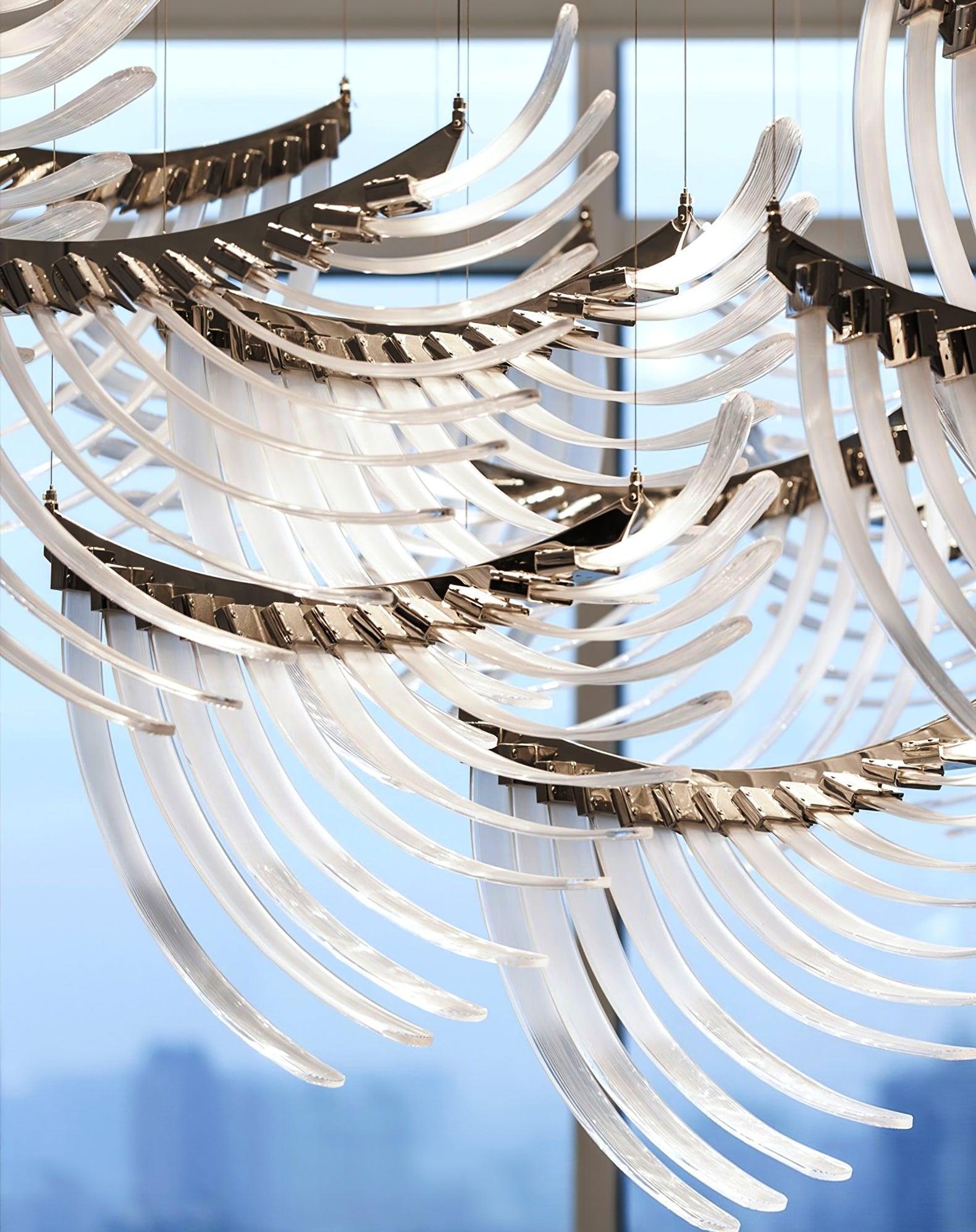 Tiered Postmodern Luxury Palmette Metal Chandelier - Lamp Outdoor