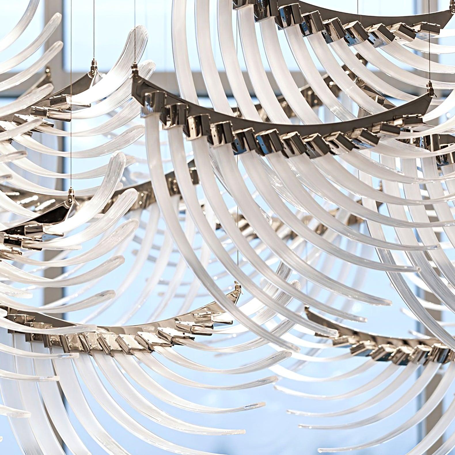 Tiered Postmodern Luxury Palmette Metal Chandelier - Lamp Outdoor