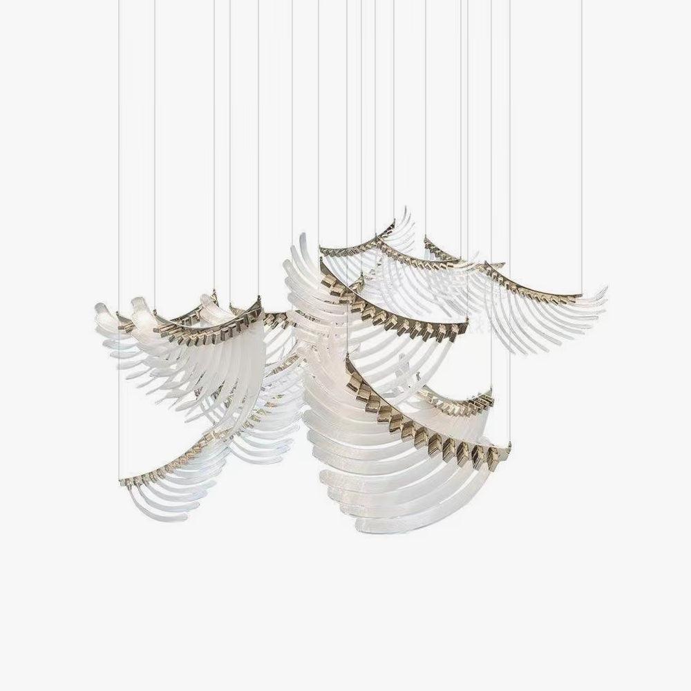 Tiered Postmodern Luxury Palmette Metal Chandelier - Lamp Outdoor
