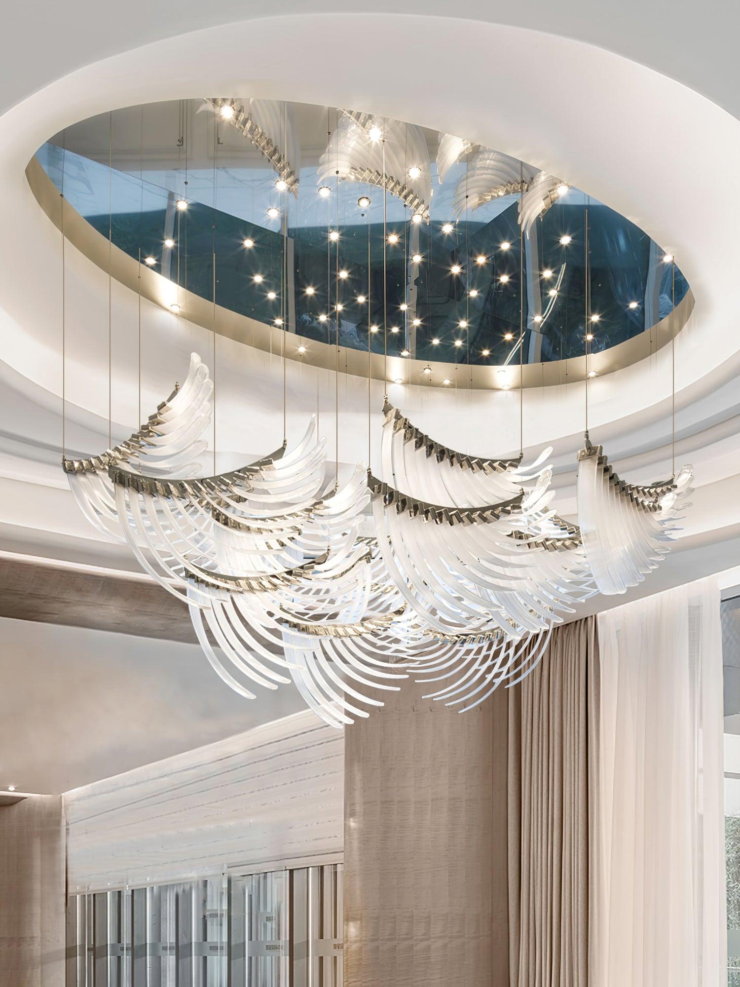 Tiered Postmodern Luxury Palmette Metal Chandelier - Lamp Outdoor