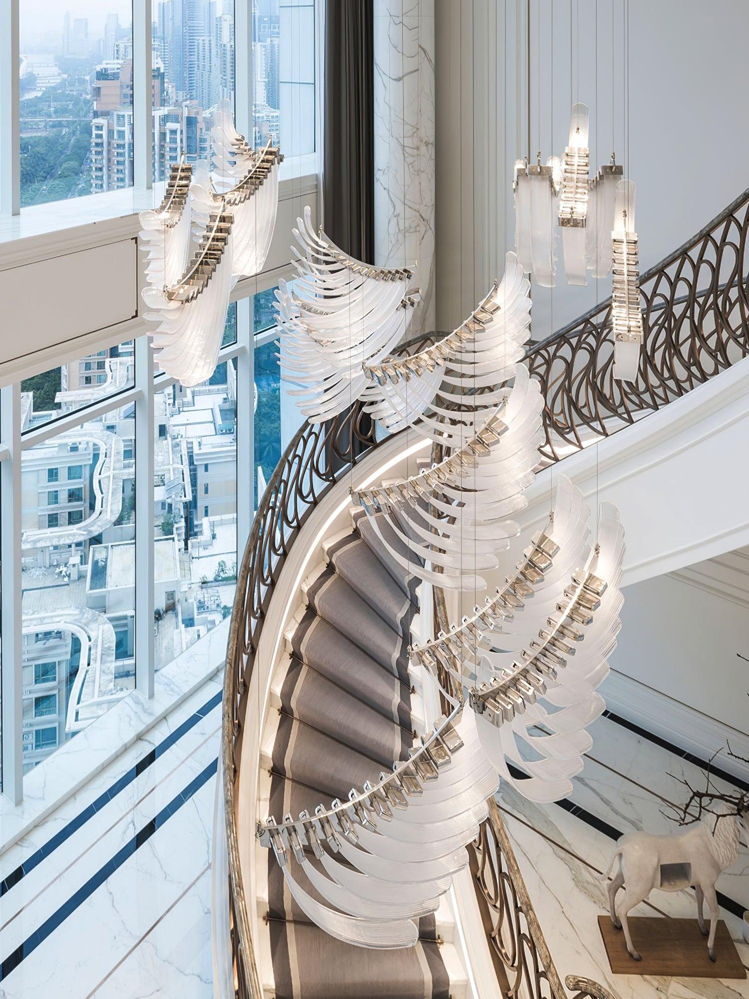 Tiered Postmodern Luxury Palmette Metal Chandelier - Lamp Outdoor