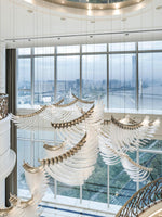 Tiered Postmodern Luxury Palmette Metal Chandelier - Lamp Outdoor