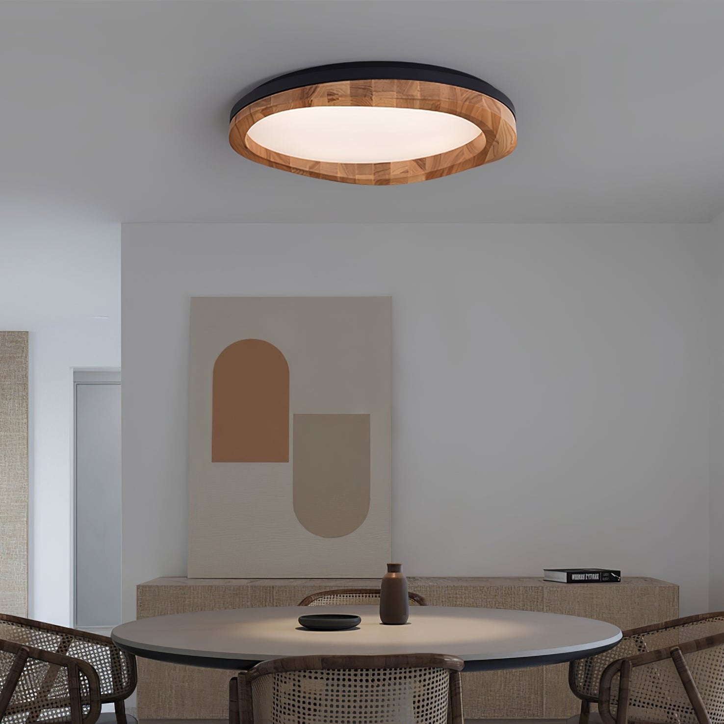 Artalis Walnut Wood Flush Mount - Lamp Outdoor