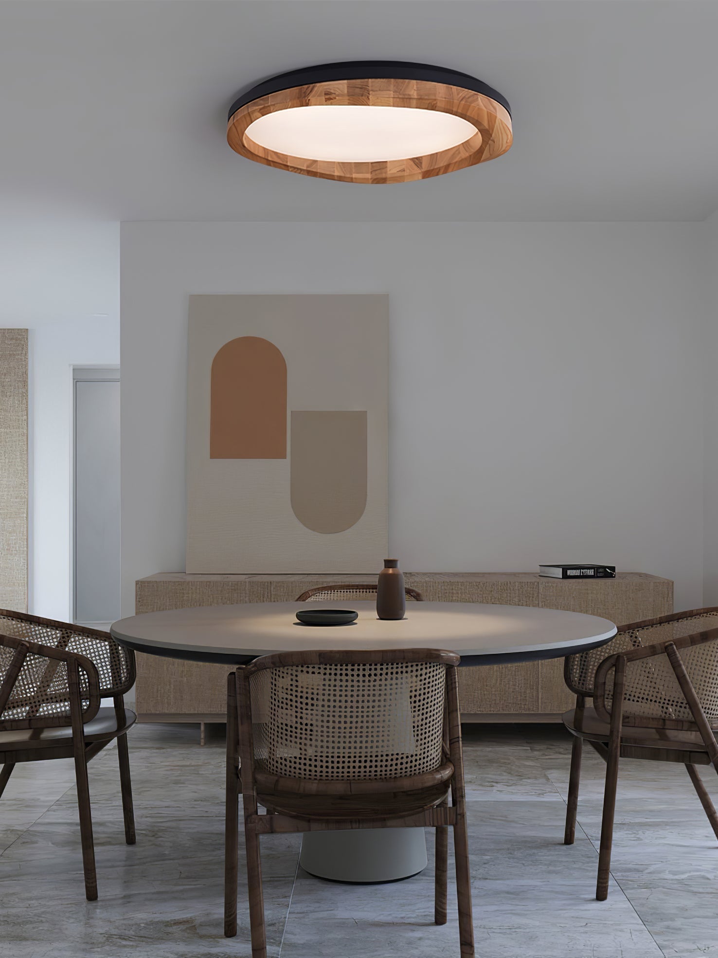 Artalis Walnut Wood Flush Mount - Lamp Outdoor