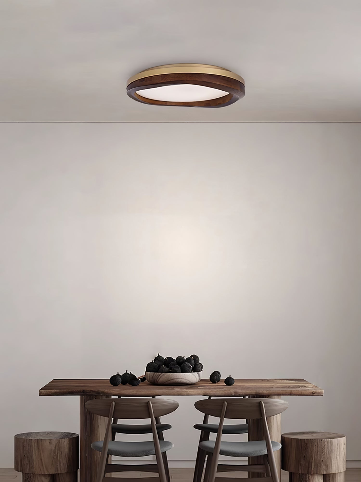 Artalis Walnut Wood Flush Mount - Lamp Outdoor
