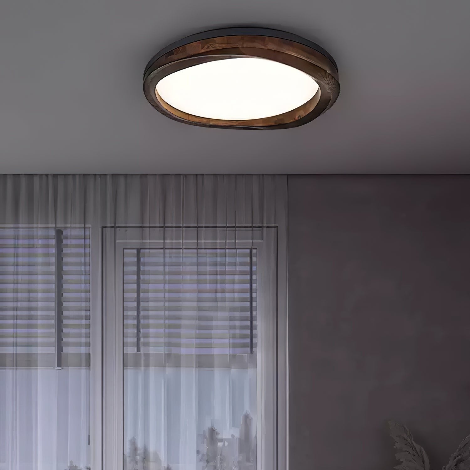 Artalis Walnut Wood Flush Mount - Lamp Outdoor