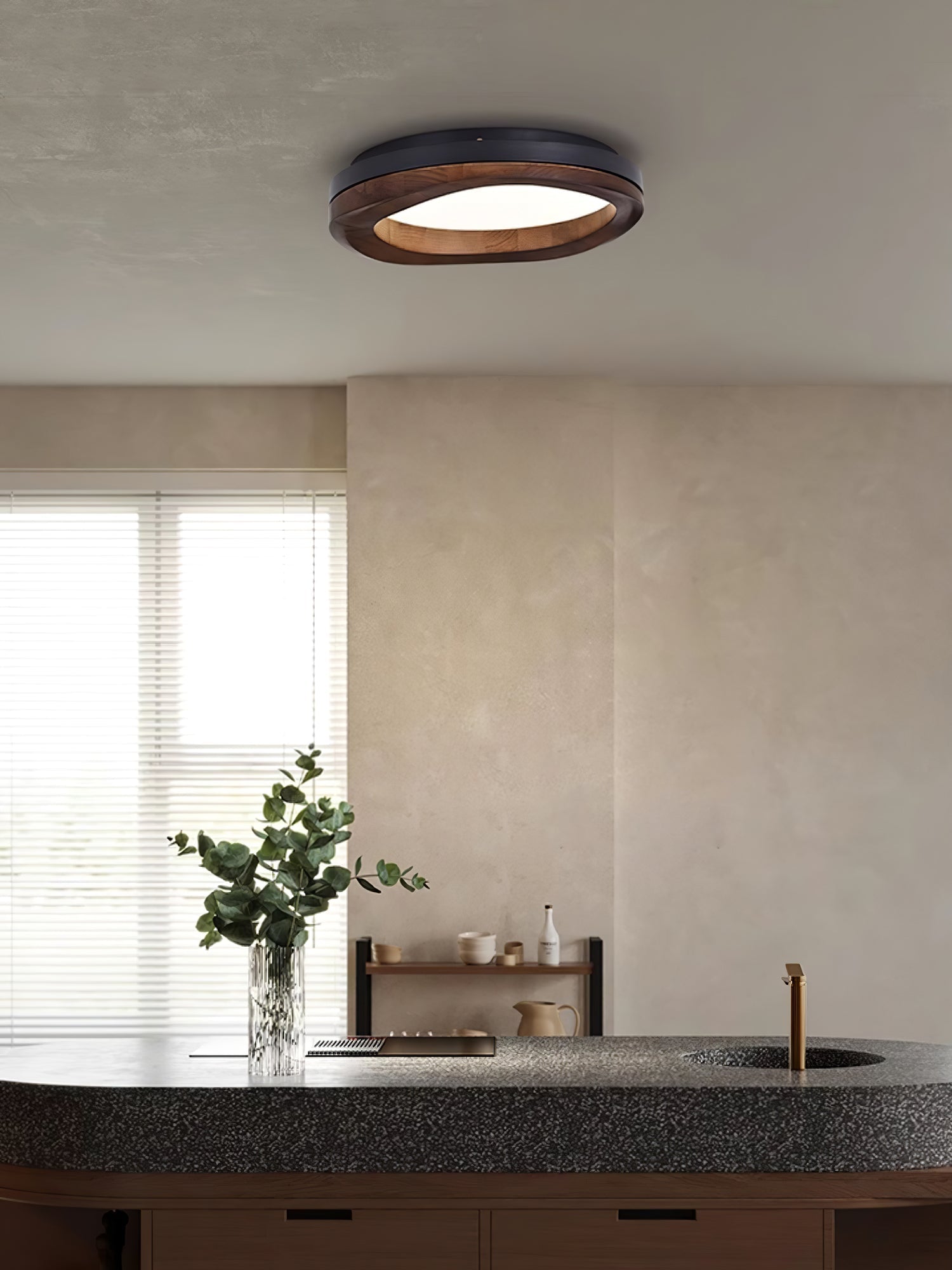 Artalis Walnut Wood Flush Mount - Lamp Outdoor