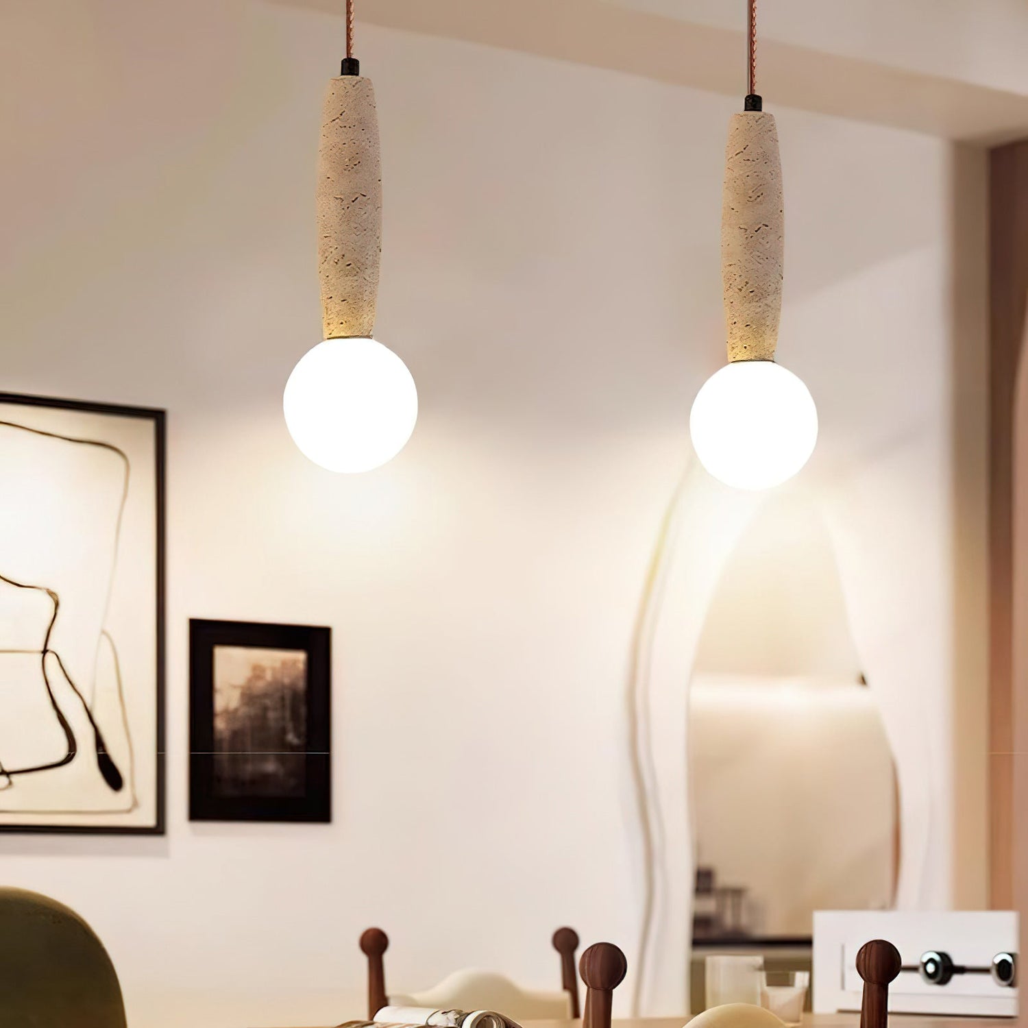 Torrano Wabi-Sabi Travertine Pendant Light