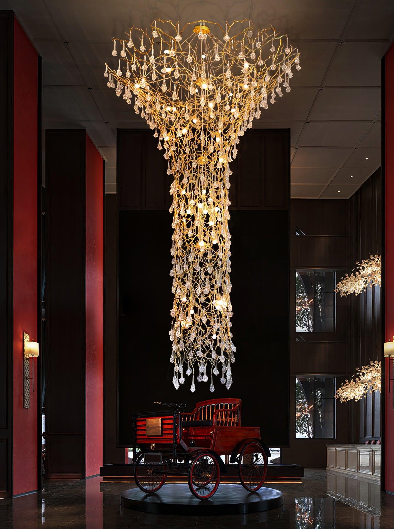 Abeleisa Tree Branch Staircase Brass Crystal Chandelier - Lamp Outdoor
