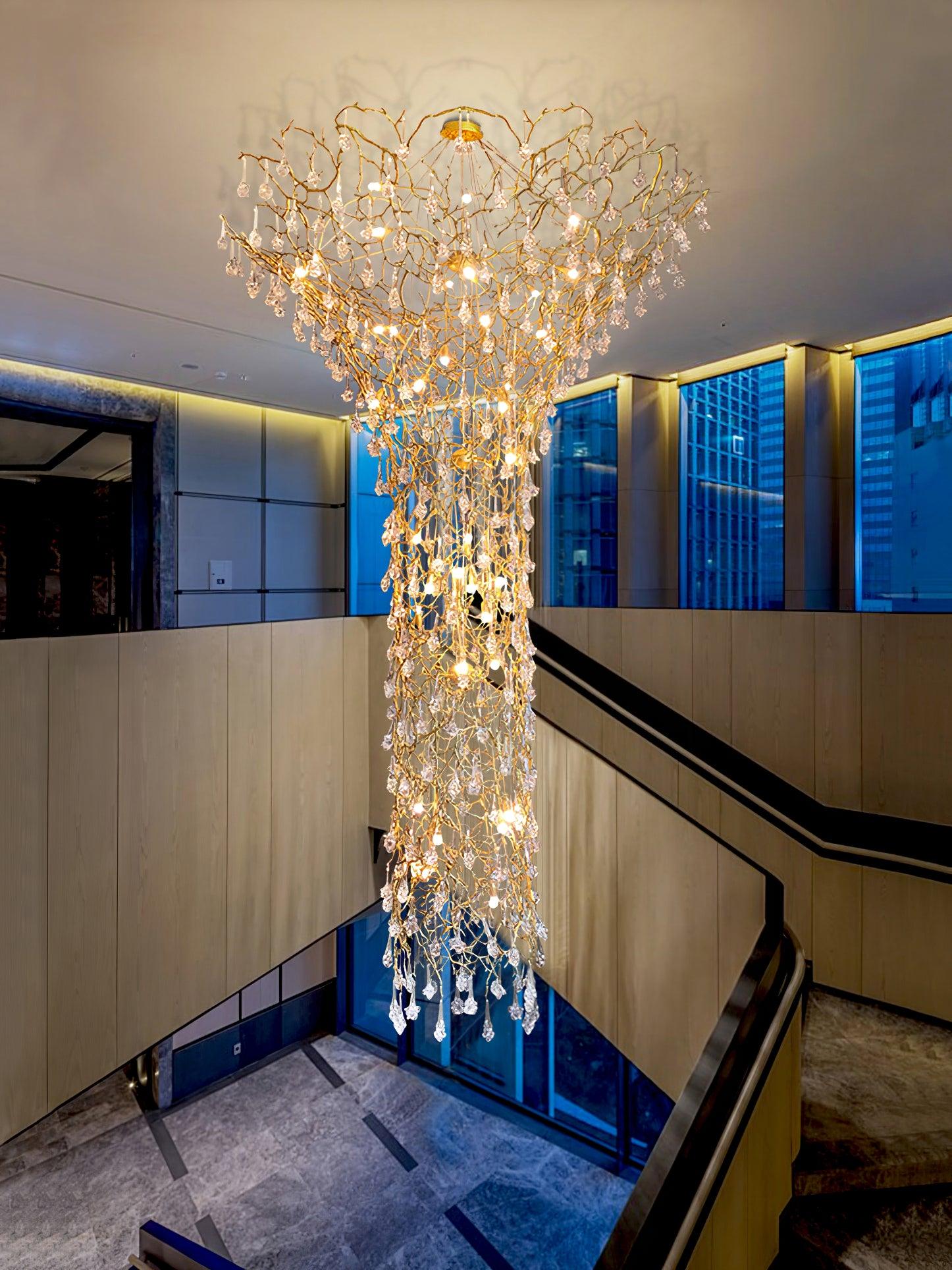 Abeleisa Tree Branch Staircase Brass Crystal Chandelier - Lamp Outdoor