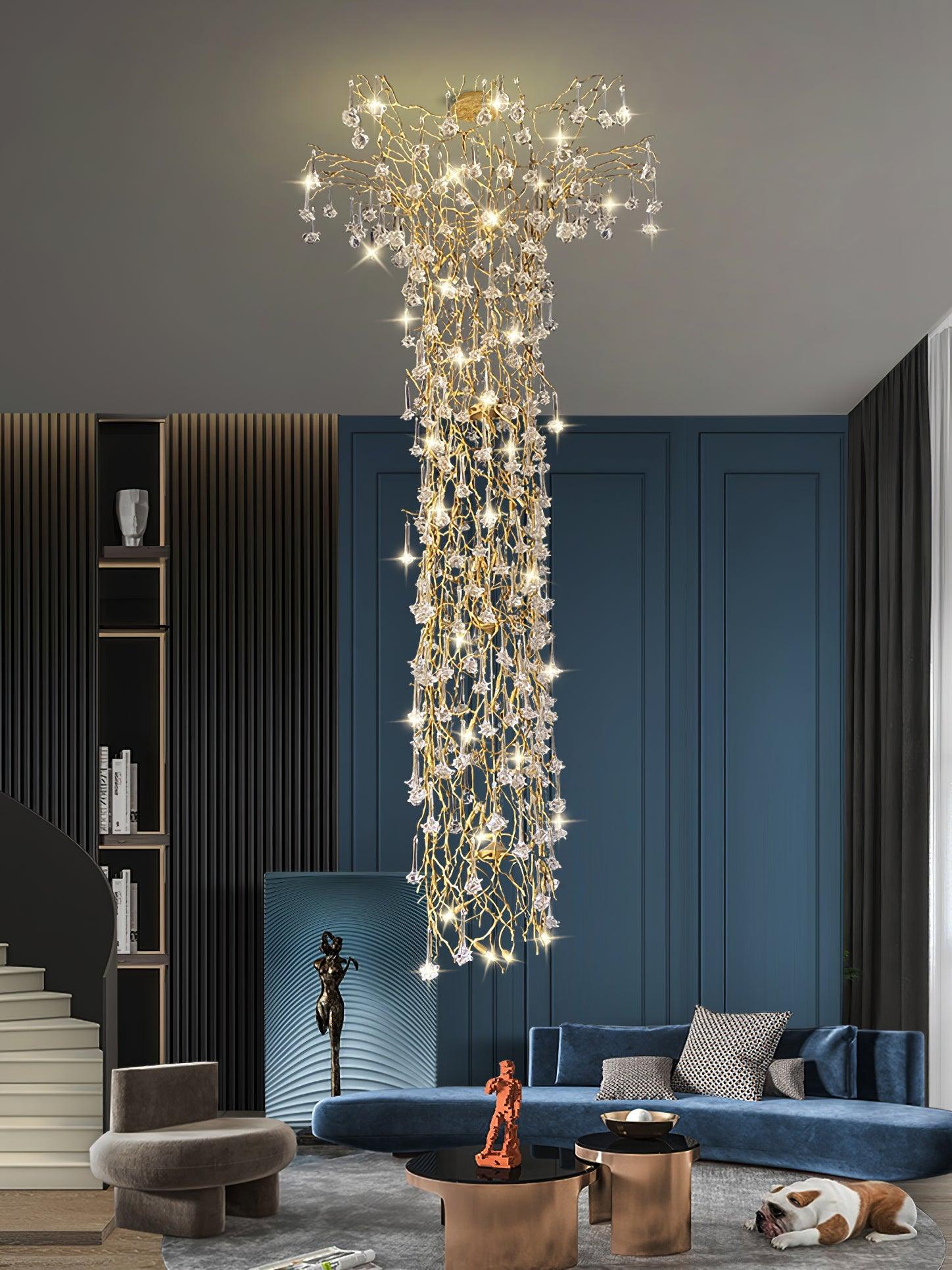 Abeleisa Tree Branch Staircase Brass Crystal Chandelier - Lamp Outdoor
