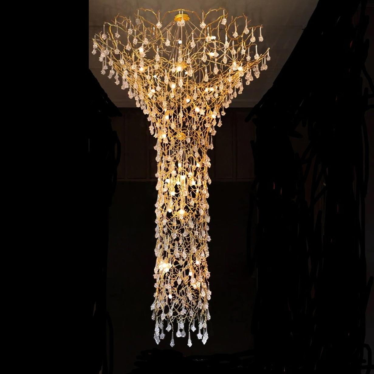 Abeleisa Tree Branch Staircase Brass Crystal Chandelier - Lamp Outdoor