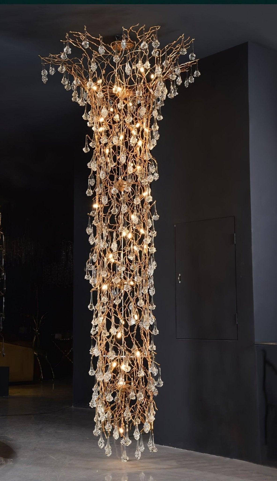 Abeleisa Tree Branch Staircase Brass Crystal Chandelier - Lamp Outdoor