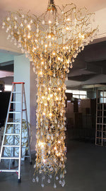 Abeleisa Tree Branch Staircase Brass Crystal Chandelier - Lamp Outdoor