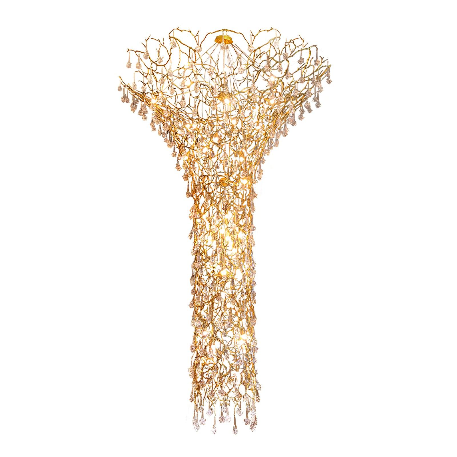 Abeleisa Tree Branch Staircase Brass Crystal Chandelier - Lamp Outdoor